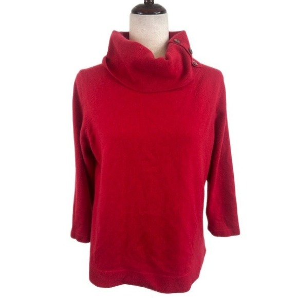 Jones New York Collection 100% Cashmere Red Cowl Neck 3/4 Sleeve Sweater XL - Picture 1 of 4